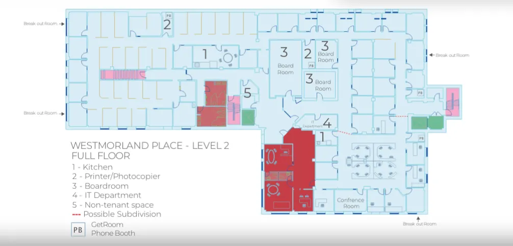 Floor Plan for Office Space on Lease at Westmorland Place Level Two on 82 Westmorland Street, downtown Fredericton, New Brunswick Floor Plan for office space on lease on Level Two of Westmorland Place at 82 Westmorland Street, downtown Fredericton, New Brunswick